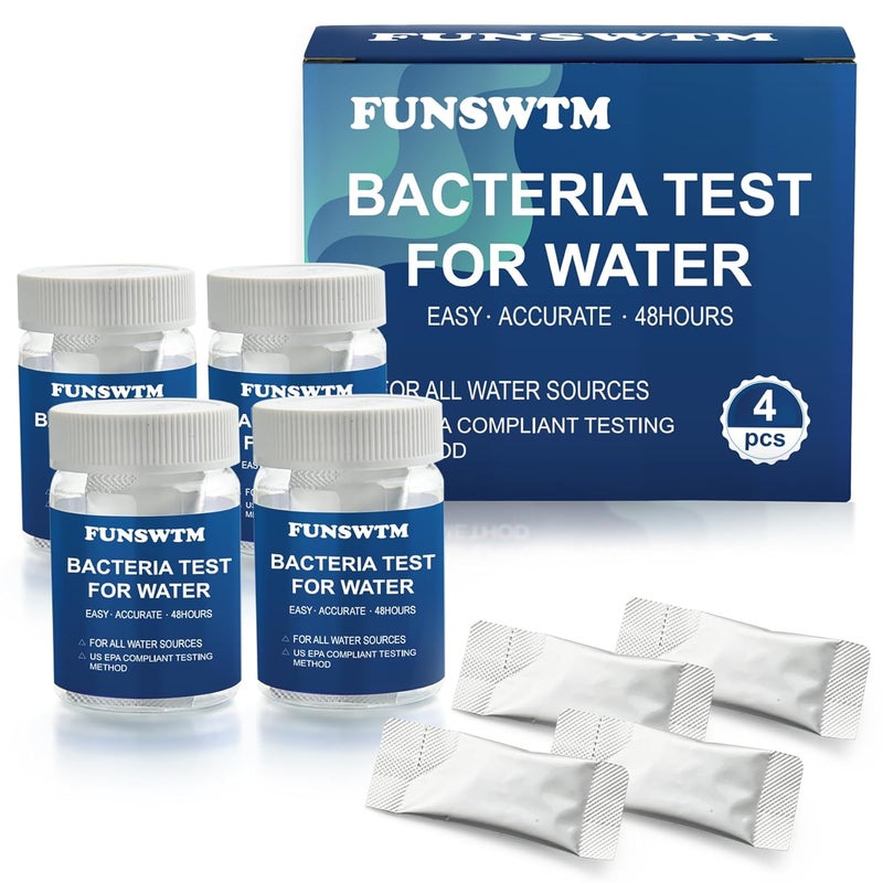 FUNSWTM Coliform Bacteria Water Test Kit: 4-Pack Water Bacteria Test Kit Easy at-Home Well Water, Tap, Pool, Spring, Pond, Lake Drinking Water Quality Test - Image 1